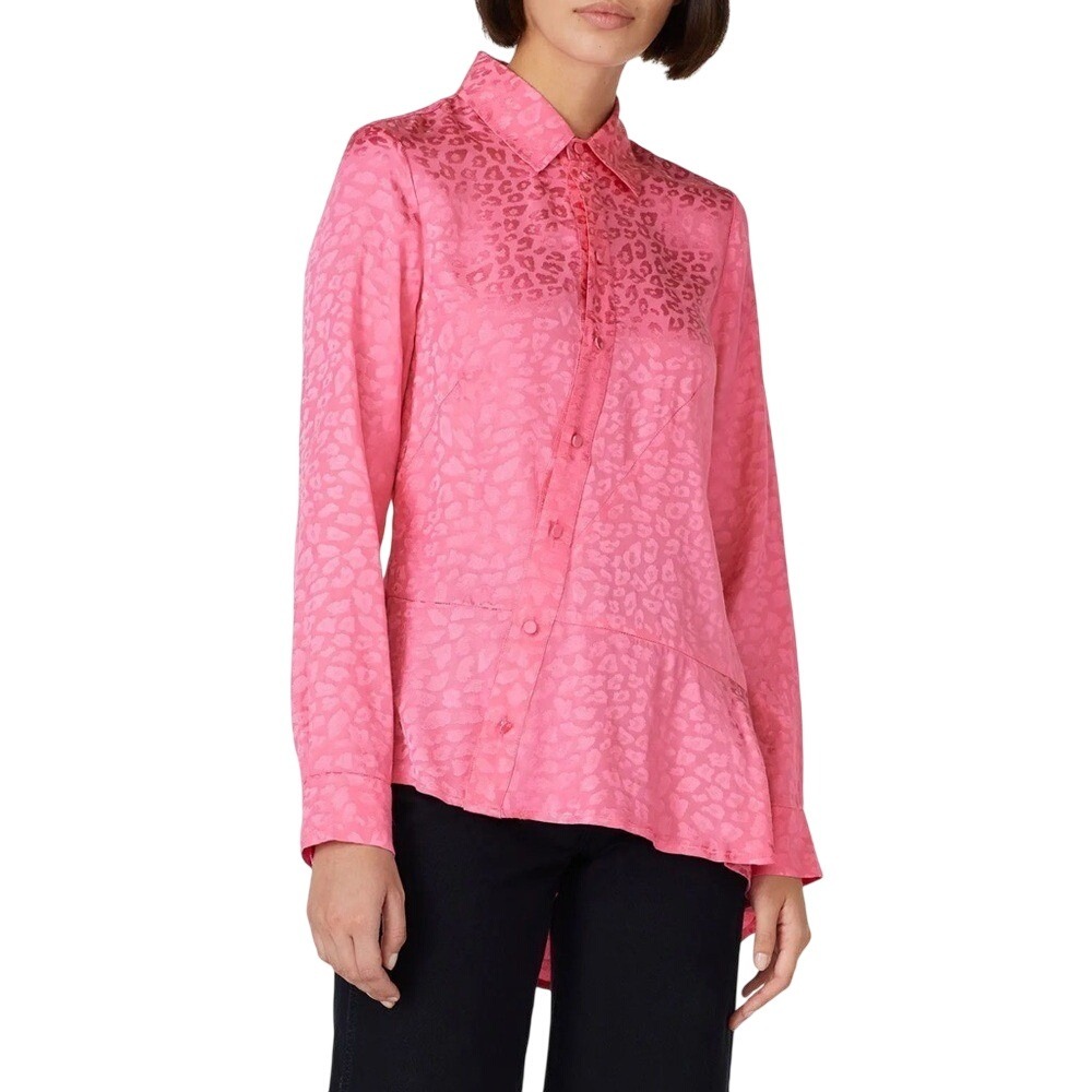 Koche Collection Pink‎ Leopard Asymmetric Shirt MEDIUM